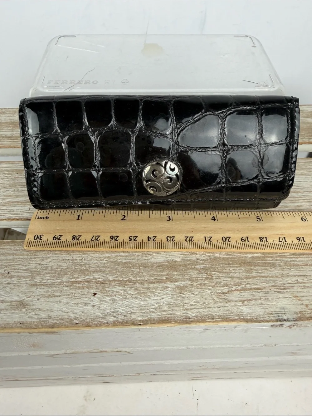 Brighton black crocodile embossed lipstick case or small accessory holder.